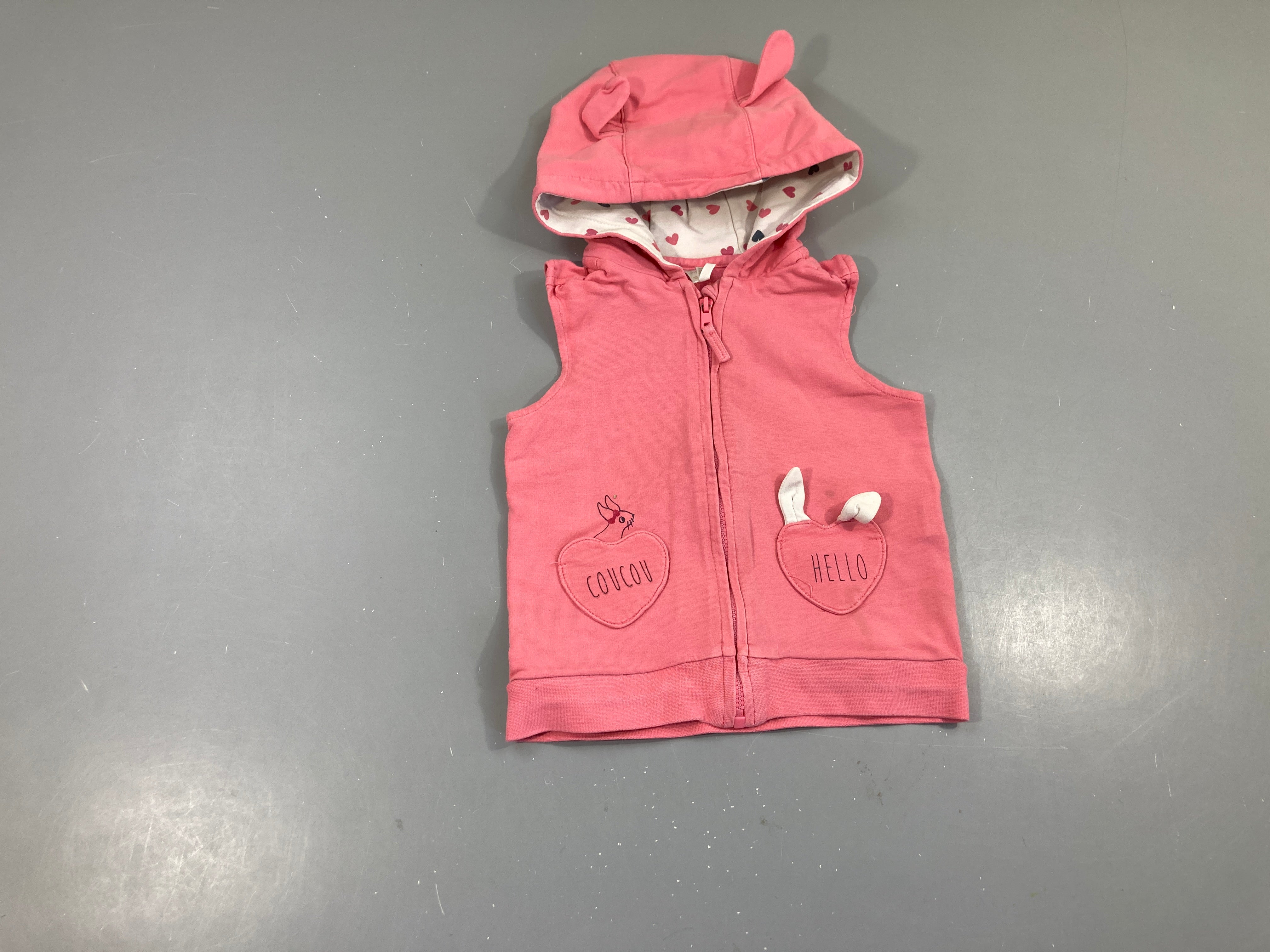 Sweat zippé s.m à capuche oreilles taché sous poche G