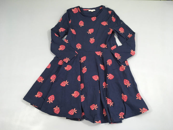 Robe m.l molleton bleu marine fraises, moins cher chez Petit Kiwi