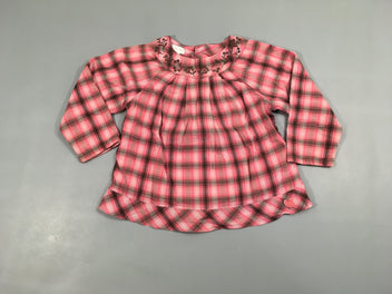 Blouse ml à carreaux rose/brun