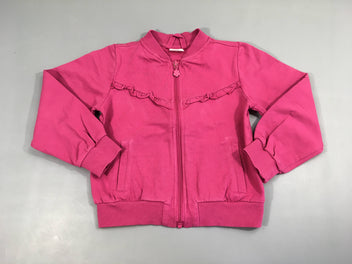 Sweat zippé rose vif froufrous