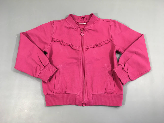 Sweat zippé rose vif froufrous, moins cher chez Petit Kiwi