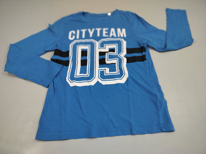 T-shirt m.l bleu  inscriptions blanches "Cityteam 03", moins cher chez Petit Kiwi