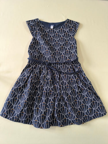 Robe m.c bleu marine coquillages ceinture, moins cher chez Petit Kiwi