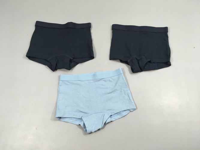 3 Boxers bleu-foncé/clairs, moins cher chez Petit Kiwi