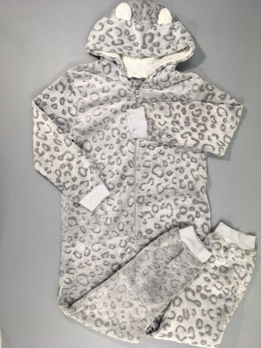 Surpyjama velours gris motif léopard, moins cher chez Petit Kiwi