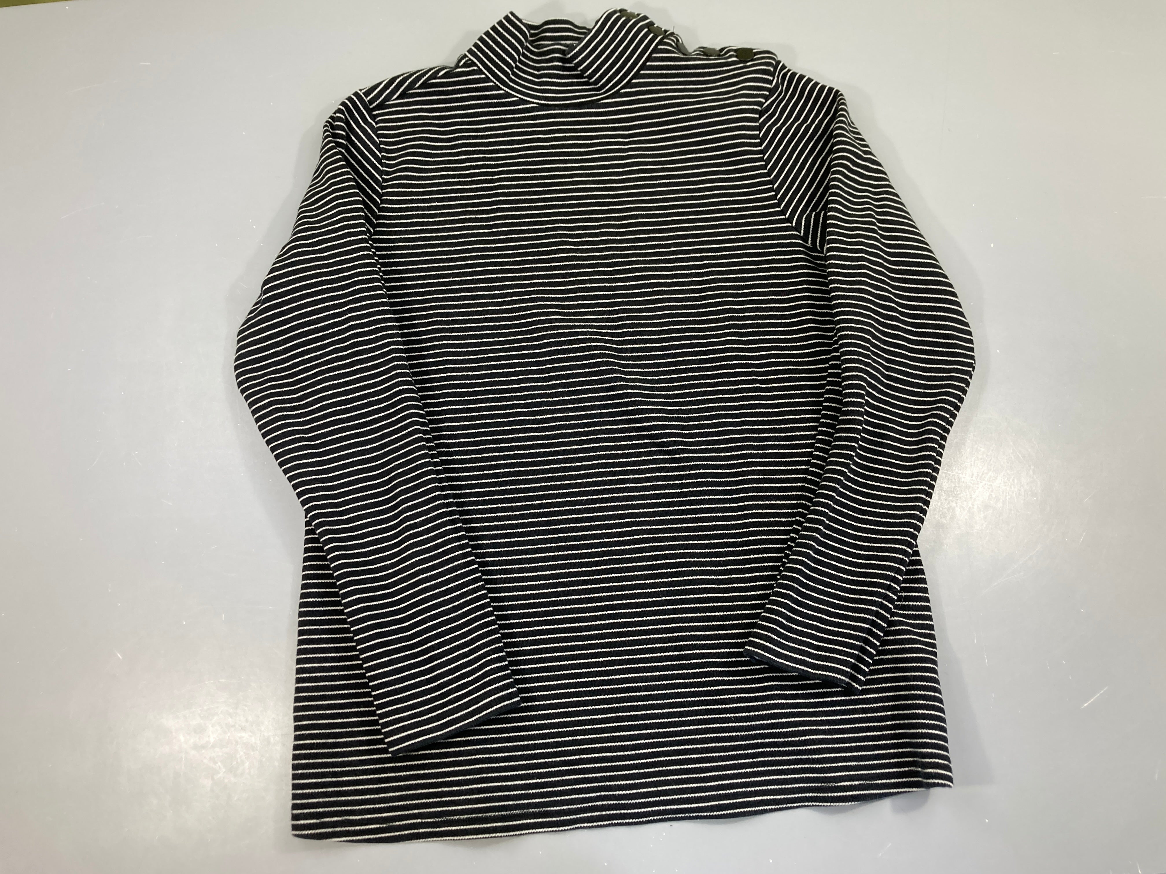 T-shirt m.l col montant noir rayé blanc