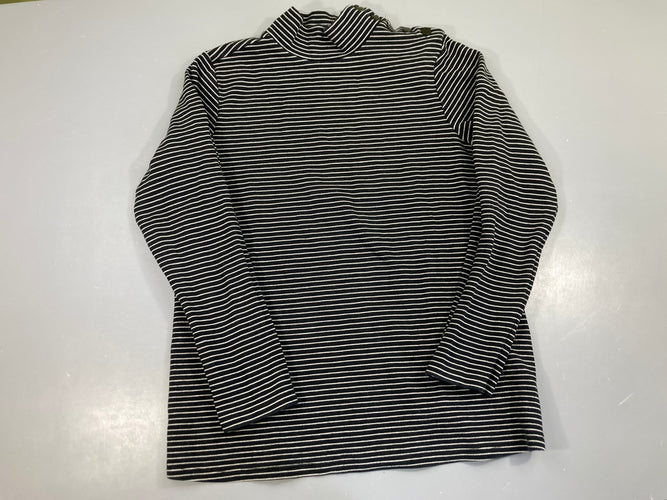 T-shirt m.l col montant noir rayé blanc, moins cher chez Petit Kiwi