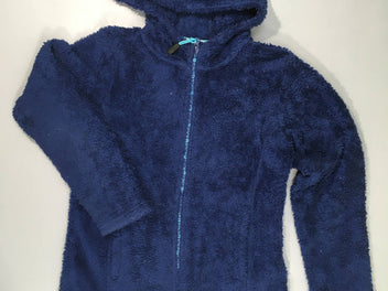 Gilet à capuche zippé peluche bleu Crivit-Petite tache manche arrière droite et peluche applatie