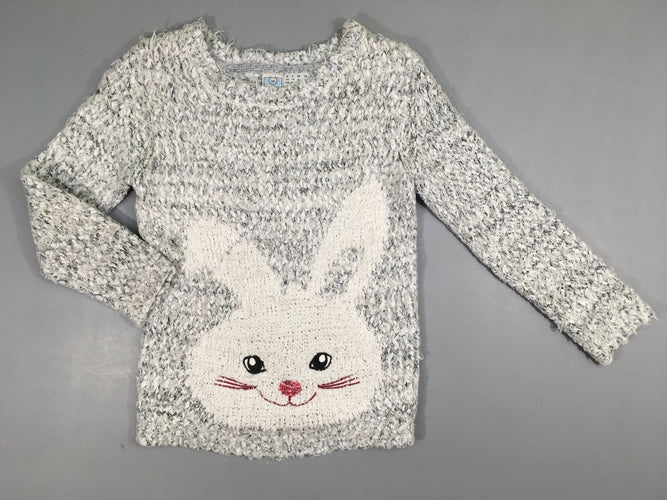 Pull peluche gris lapin, moins cher chez Petit Kiwi