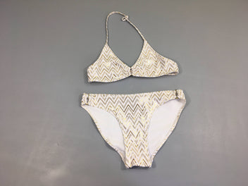 Bikini blanc motifs dorés