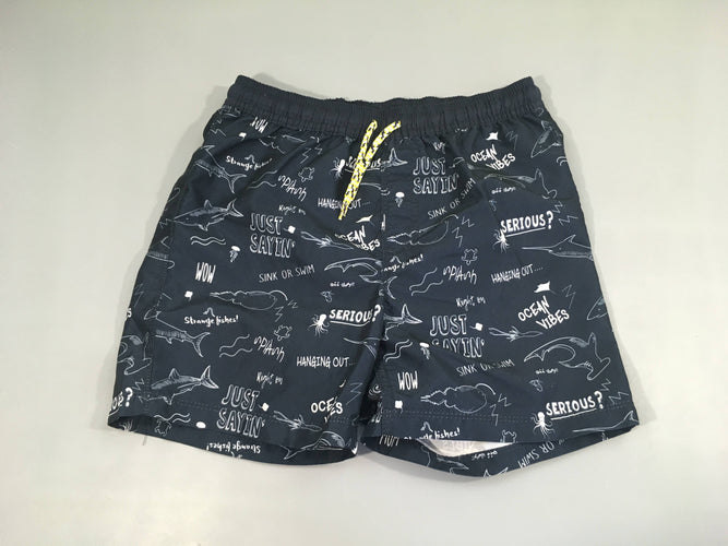 Maillot boxer bleu marine requins, moins cher chez Petit Kiwi