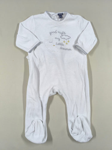 Pyjama velours blanc lune "Good night my little dreamer", moins cher chez Petit Kiwi