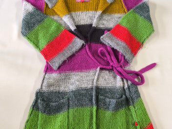 Gilet long mailles rayé multicolore 40% laine 10% mohair, Bengh per principesse