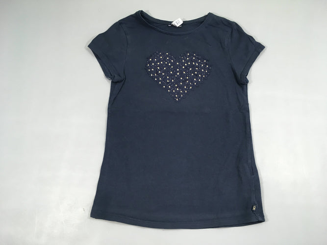 T-shirt m.c bleu foncé coeur tulle, moins cher chez Petit Kiwi