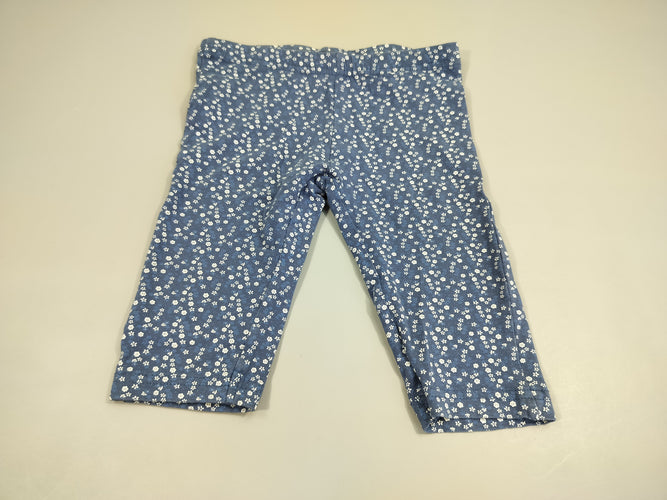 Legging court bleu à fleurs blanches, moins cher chez Petit Kiwi