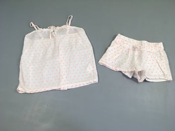 Pyjashort 2pcs coton blanc motifs samon néon, Etam