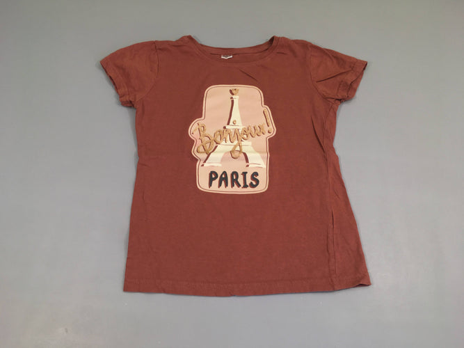 T-shirt m.c brun Bonjour, moins cher chez Petit Kiwi