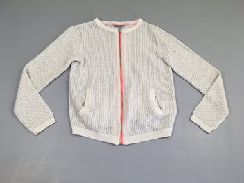 Gilet zippé blanc irisé ajouré