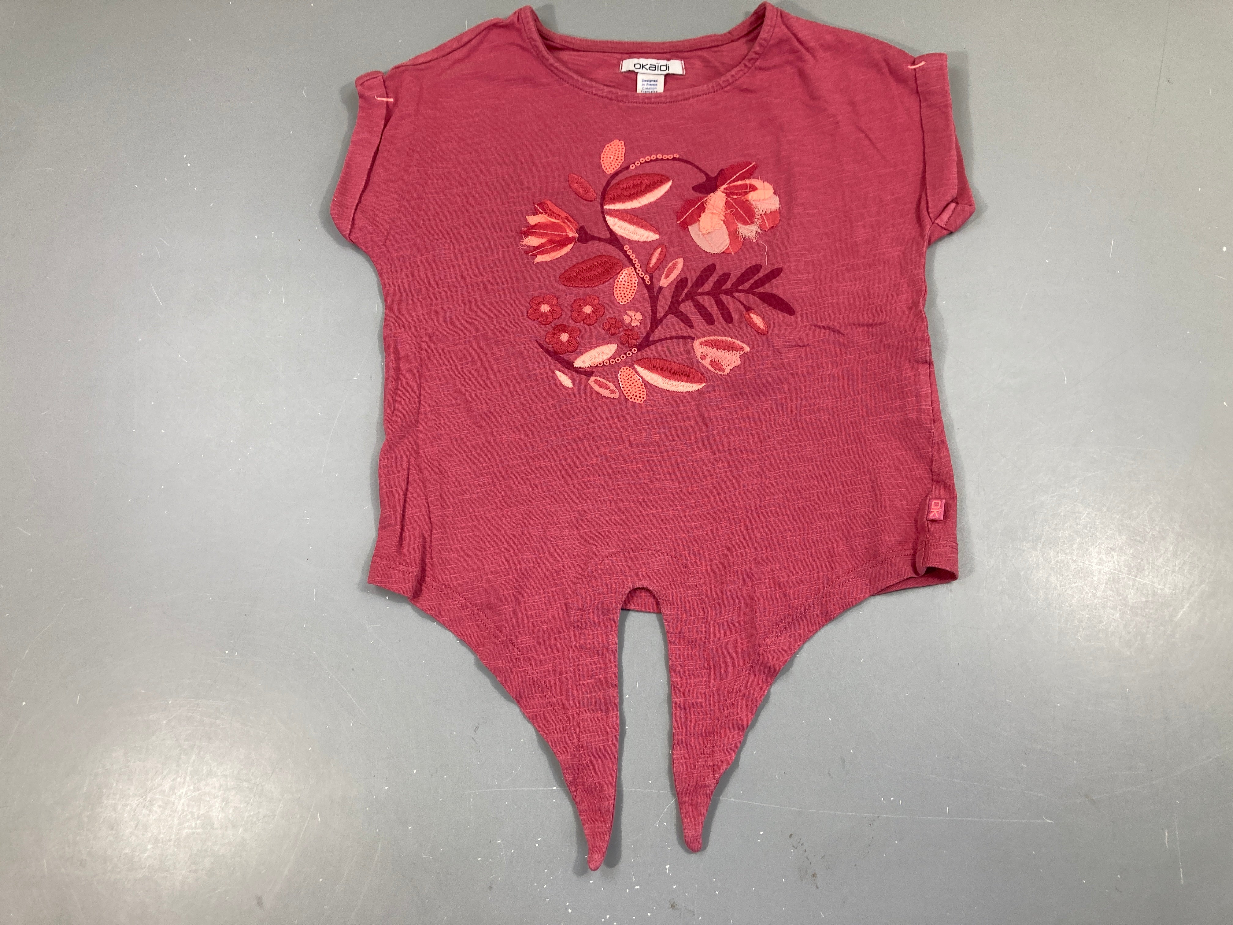 T-shirt m.c à revers rose flammé nouable fleurs tulles sequins