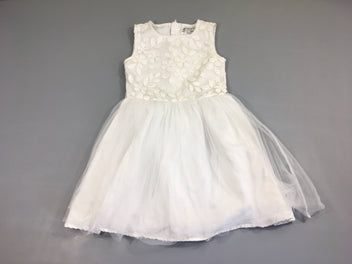 Robe s.m tulle blanc fleurs