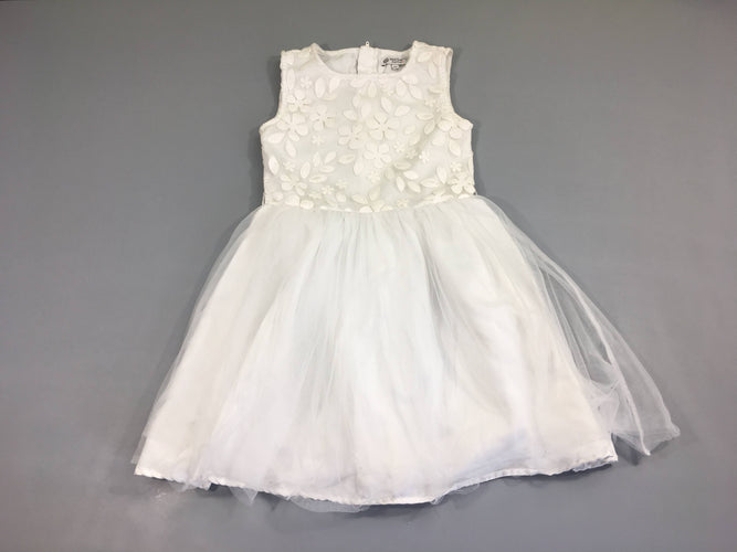 Robe s.m tulle blanc fleurs, moins cher chez Petit Kiwi