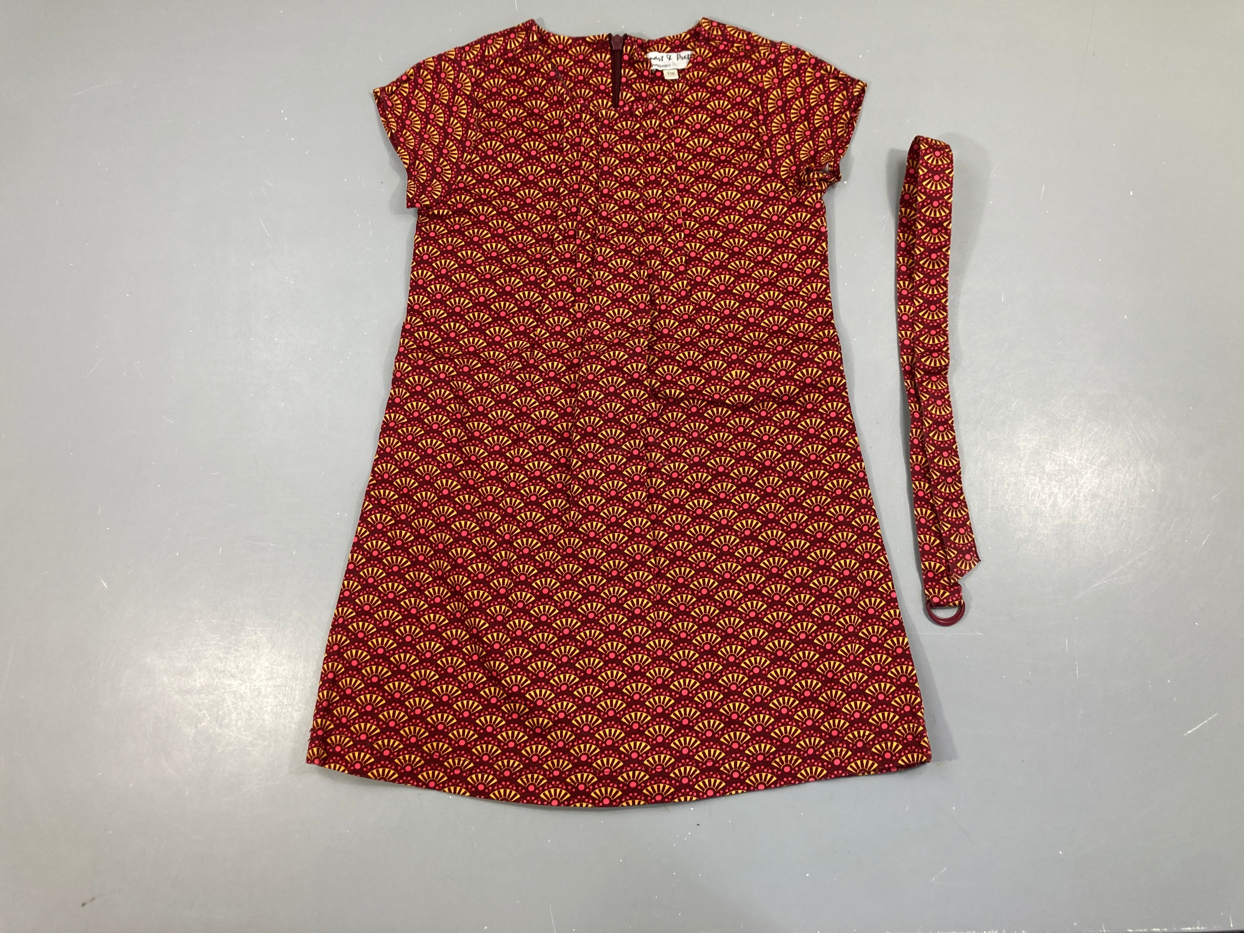 Robe s.m aubergine éventailles + Ceinture textile