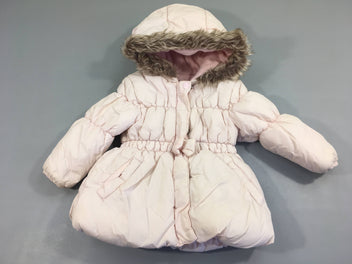 Veste matelassée  zippée à capuche   rose clair , intrieur polar