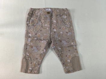 Pantalon brun à fleurs