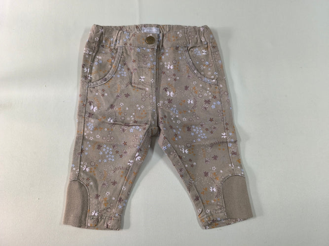 Pantalon brun à fleurs, moins cher chez Petit Kiwi