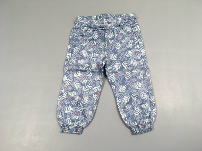 Pantalon léger bleu feuilles, moins cher chez Petit Kiwi