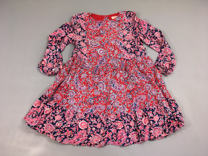 Robe m.l rouge motifs fleurs, moins cher chez Petit Kiwi