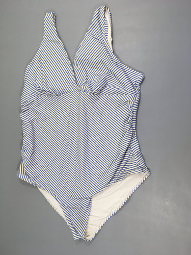 Maillot de grossesse  avec bonnets préformés et croisés, munis de coussinets amoviblesblanc rayé bleu, moins cher chez Petit Kiwi