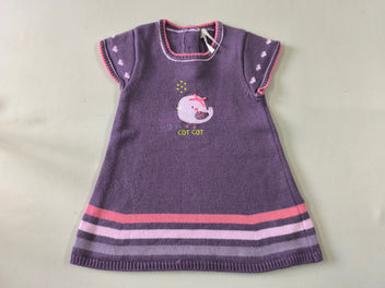 Robe m.c fines mailles mauve poussin 