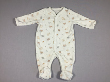 Pyjama velours blanc renards et feuilles