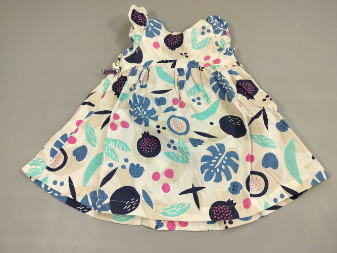 Robe s.m blanche motifs colorés (bleu marine, rose, ...), moins cher chez Petit Kiwi