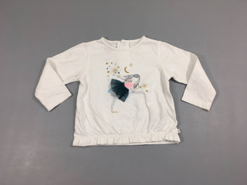 T-shirt m.l blanc fille tulle, légèrement bouloché