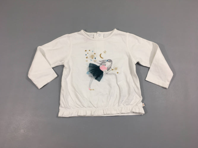 T-shirt m.l blanc fille tulle, légèrement bouloché, moins cher chez Petit Kiwi