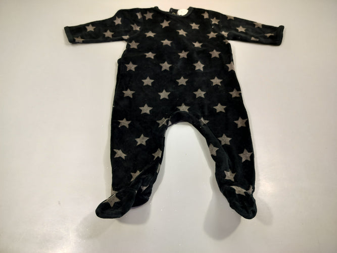 Pyjama velours noir étoiles grises 75% coton 25% polyester, moins cher chez Petit Kiwi