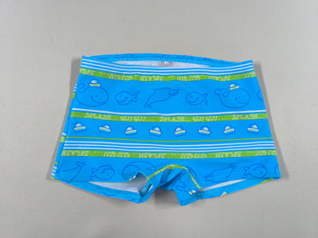 Maillot boxer bleu/vert baleines chapeaux