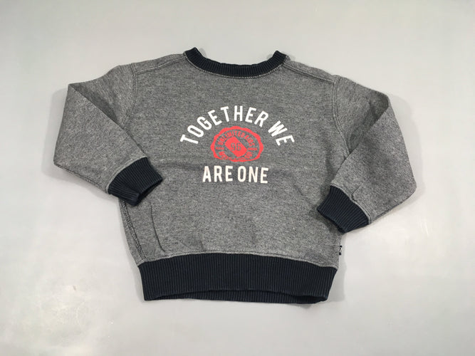 Sweat gris texturé Together WE, moins cher chez Petit Kiwi