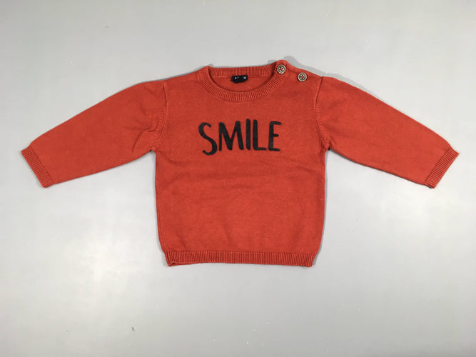 Pull rouge s.mile, légèrement bouloché, moins cher chez Petit Kiwi