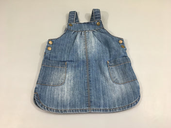 Robe salopette denim, effet délavé ,poches latéralles