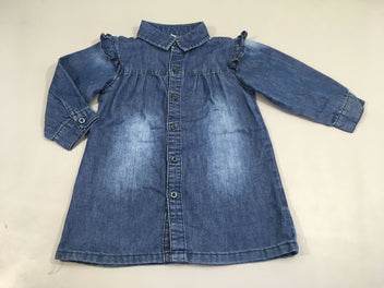 Robe denim ml, effet délavé , avec col