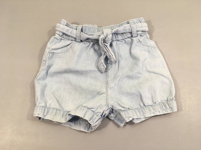 Short denim clair avec ceinture, moins cher chez Petit Kiwi