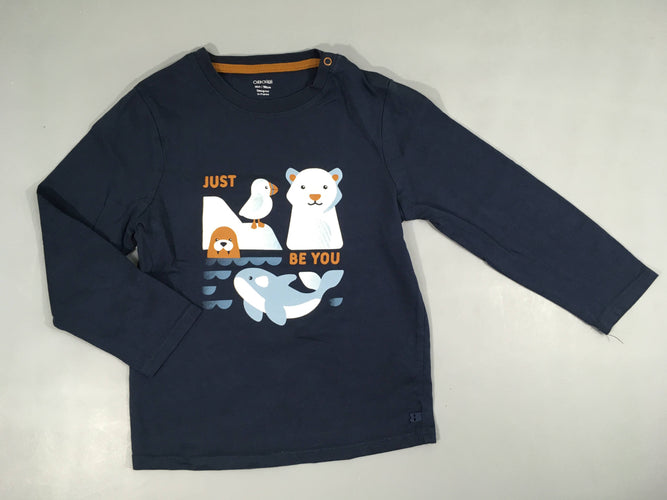 T-shirt m.l bleu foncé ours/baleine/phoque, moins cher chez Petit Kiwi