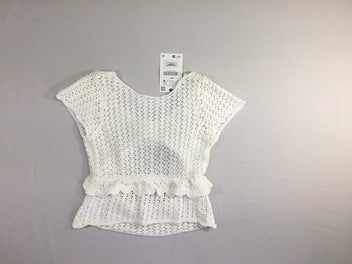 Neuf-Blouse m.c dentelle blanc cassé ouverte bas du dos