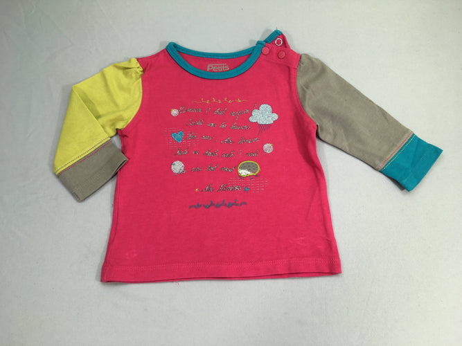 T-shirt m.l rose/vert anis nuage, moins cher chez Petit Kiwi