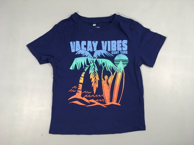 T-shirt m.c bleu foncé vacay vibes palmiers, moins cher chez Petit Kiwi