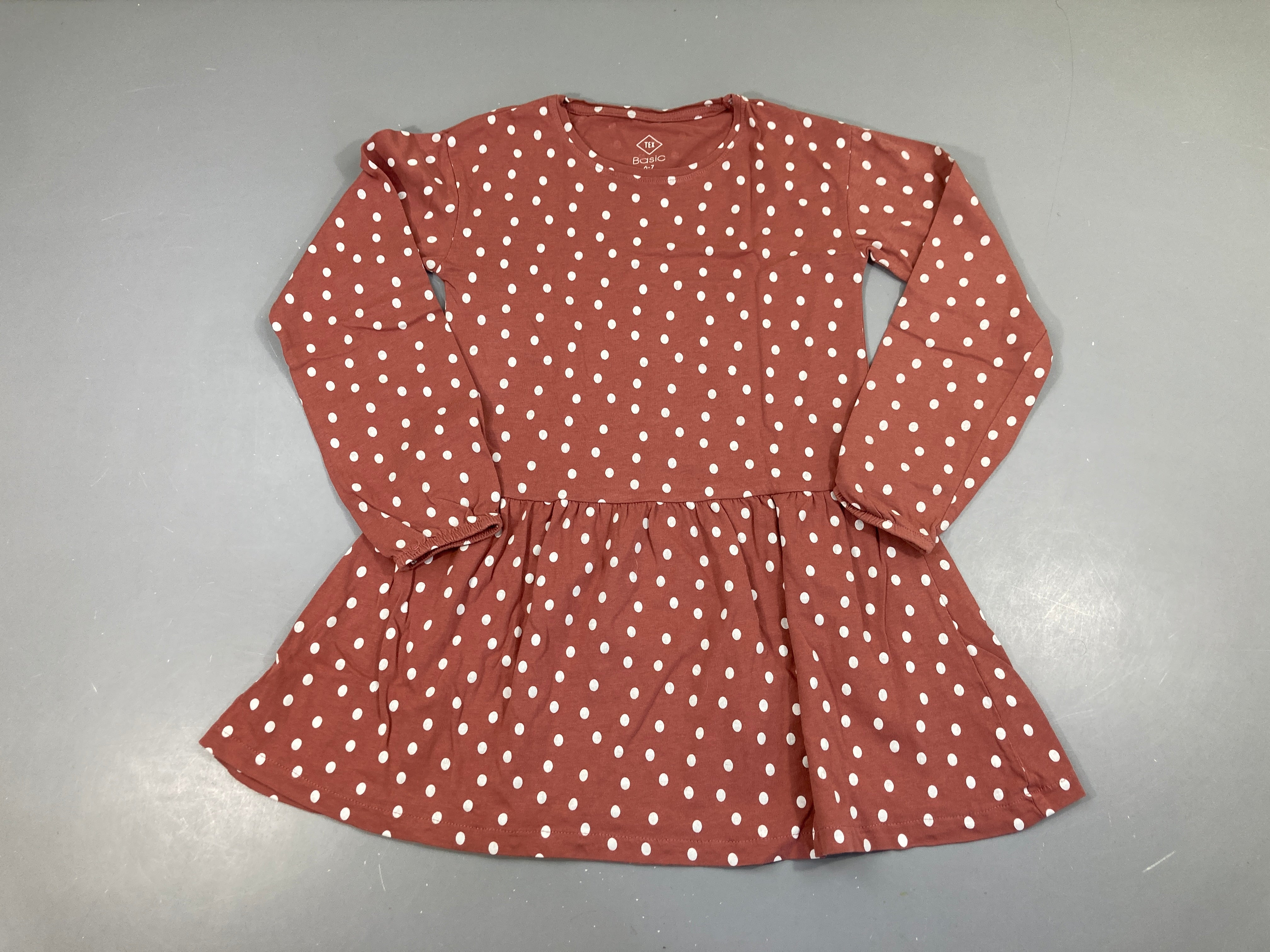 Robe m.l jersey brune pois