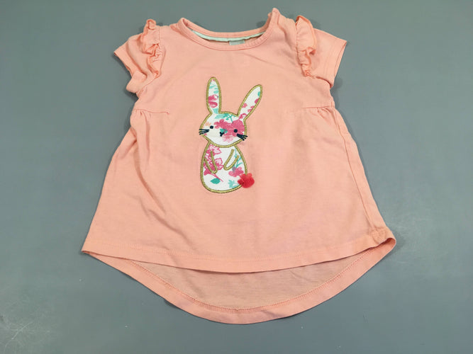 T-shirt m.c saumon , lapine, moins cher chez Petit Kiwi